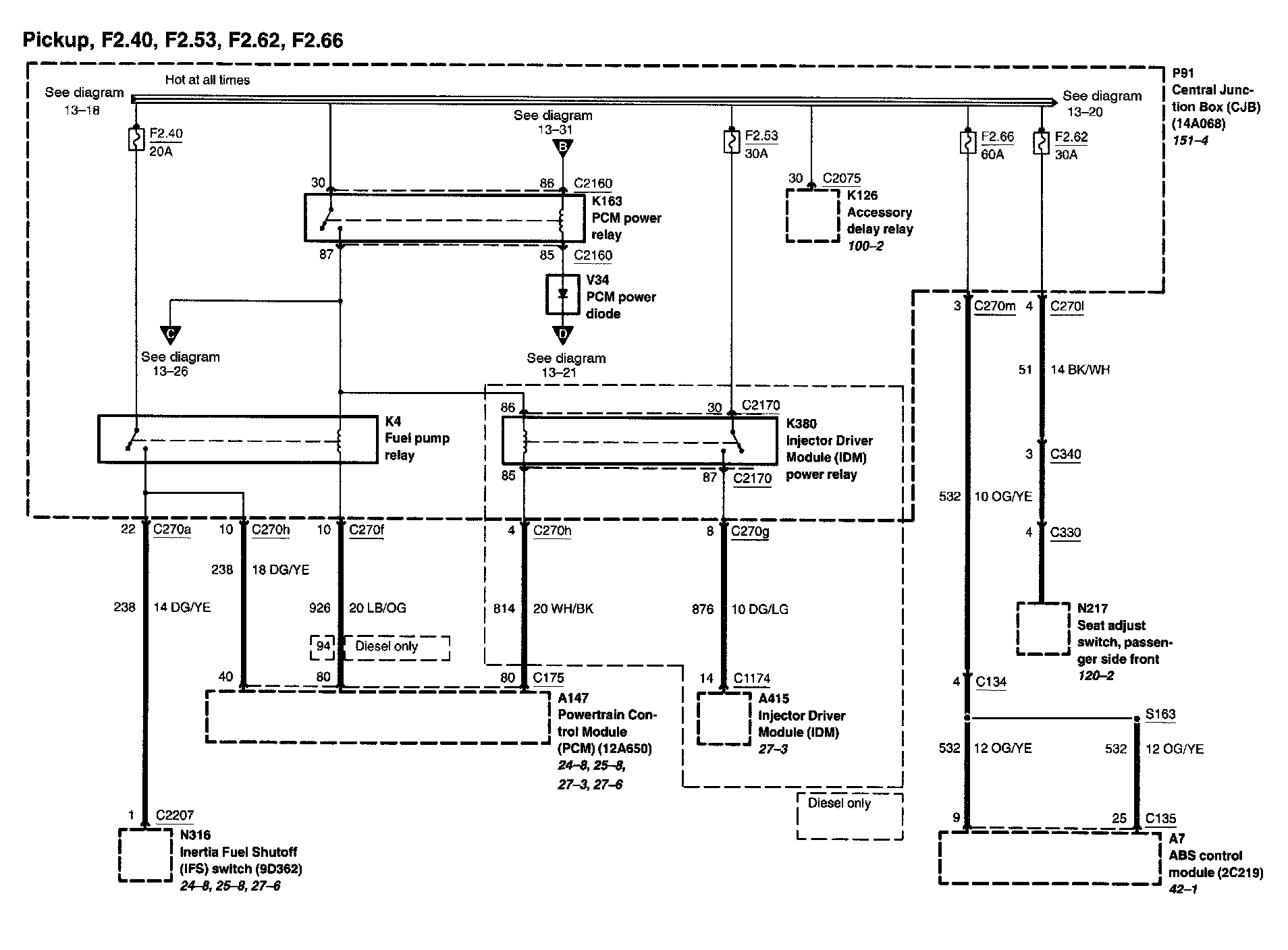 Power Distribution Diagrams — 2002 Ford Truck F 450 4WD Super Duty V8-7 ...