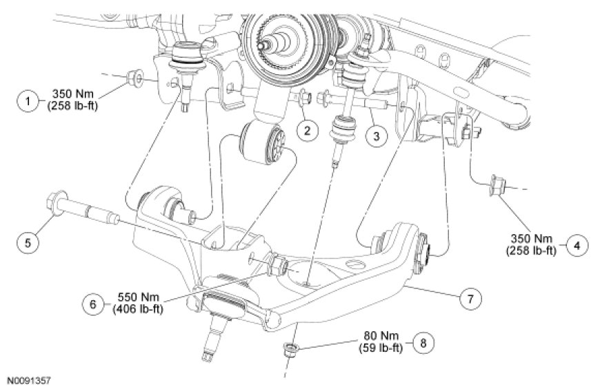 Lower Arm — 2009 Ford Truck F 150 4WD V8-5.4L Flex Fuel Service Manual ...