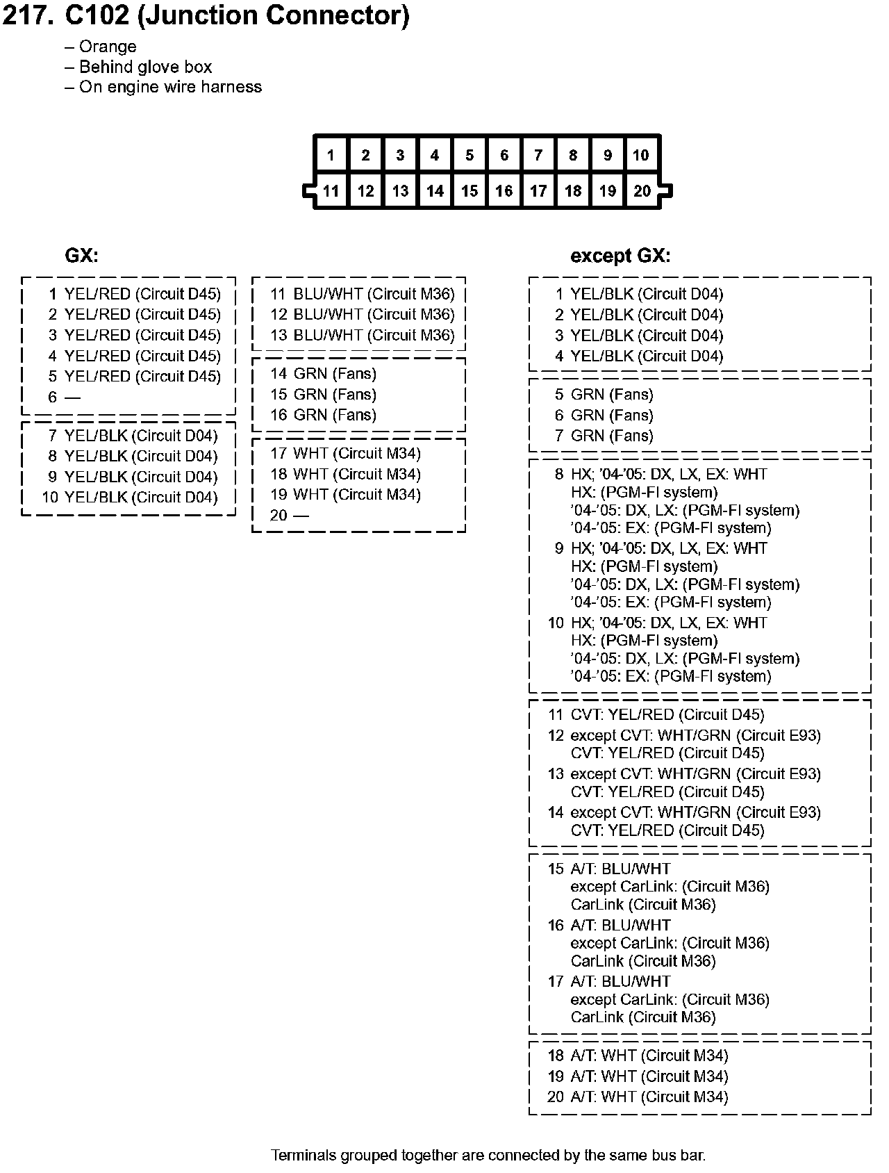 Multiple Junction Connector: Diagrams — 2001 Honda Civic EX Coupe