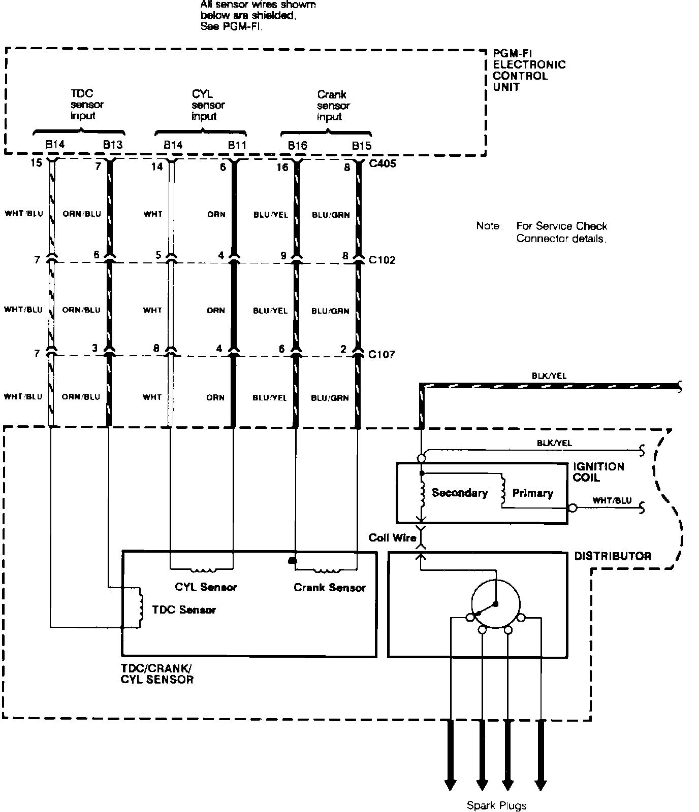 Schematic Diagram — 1992 Honda Civic L41493cc 1.5L SOHC (VTEC) Service