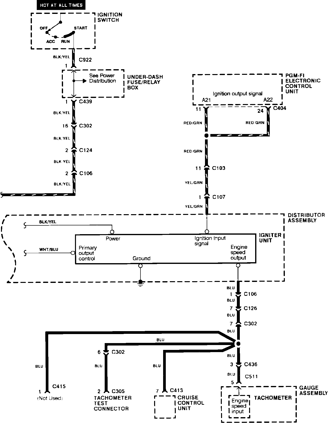 Schematic Diagram — 1992 Honda Civic L41493cc 1.5L SOHC (VTEC) Service