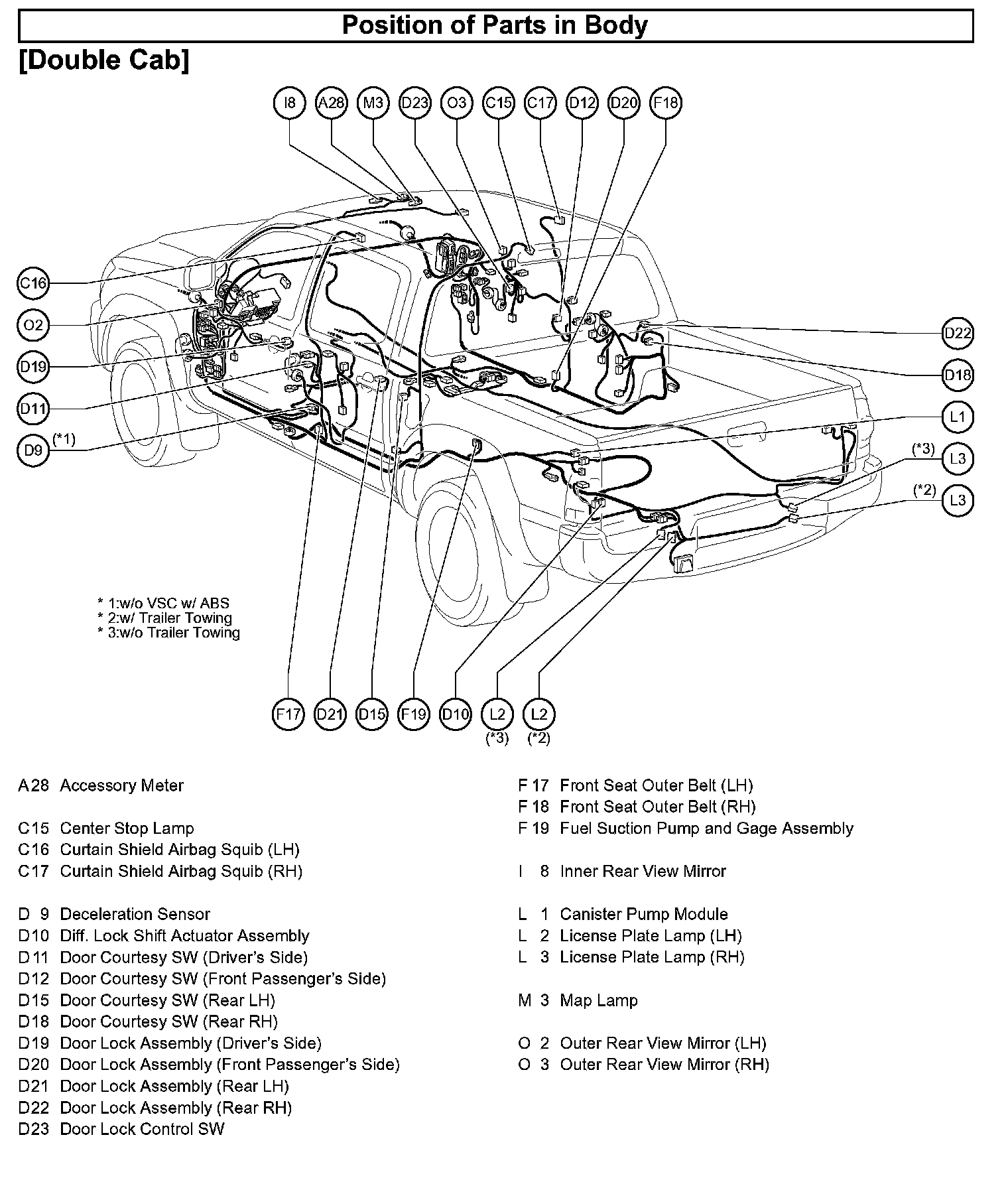 Position of Parts In Body — 2007 Toyota Truck 2WD L42.7L (2TR